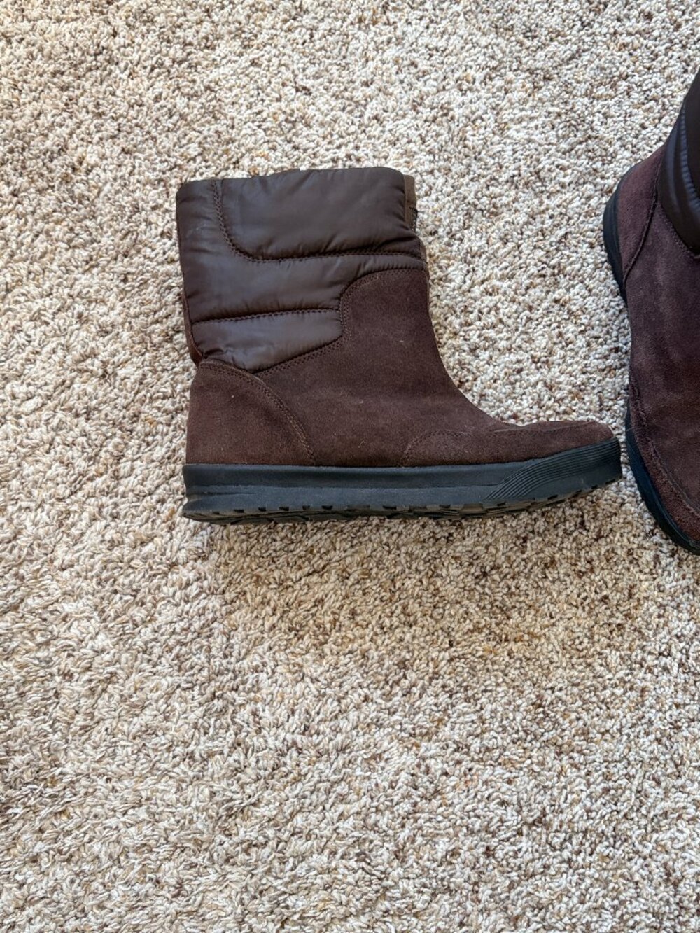 Lands End Womens 406465 Brown Suede Winter Snow Commuter Pull On Boots SIZE 9